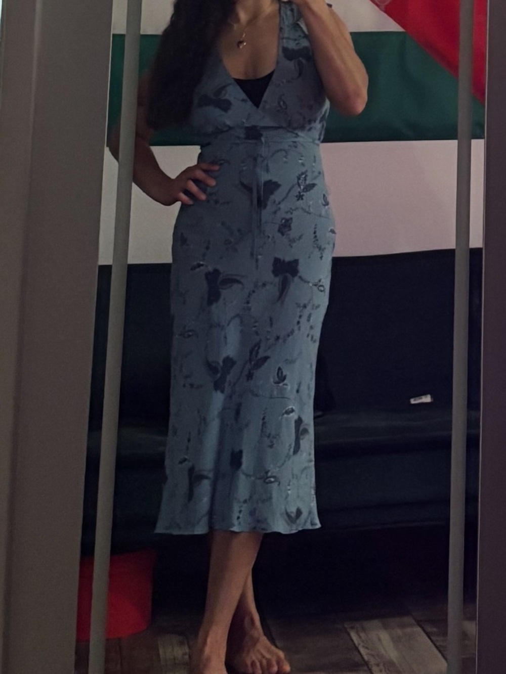 Rampage Light Blue Floral Midi Dress size 9 (fits like a XS-S)